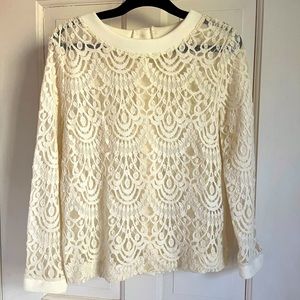 Banana Republic Lace Button Down Overlay Top PXS 0